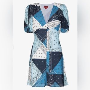 WORN ONCE Staud MILLA mini dress blue bandana